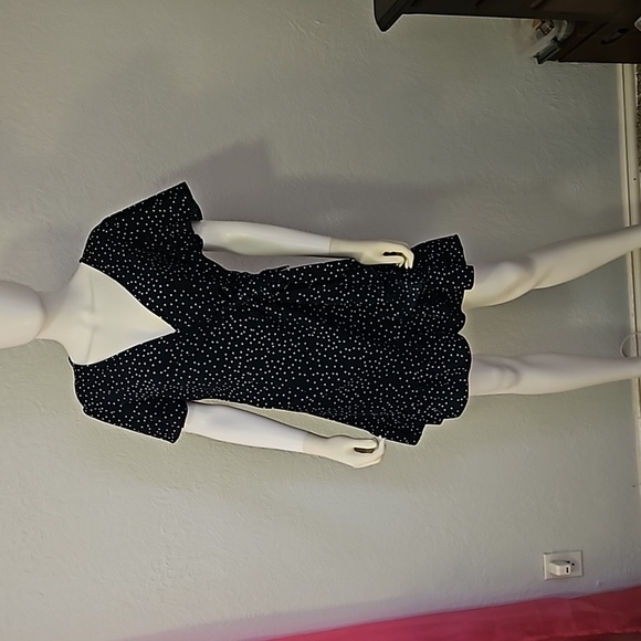 RELIPOP Polka Dot Ruffle Flounce Wrap Dress Large - Picture 3 of 10